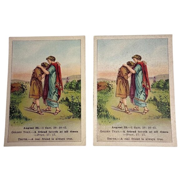 Antique 1908 Bible Lesson Picture Cards David C Cook Lot of 18 Christian Vintage - Picture 8 of 11